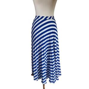 Portmans Royal Blue and White Striped Pleated Chiffon Maxi Skirt Size 14